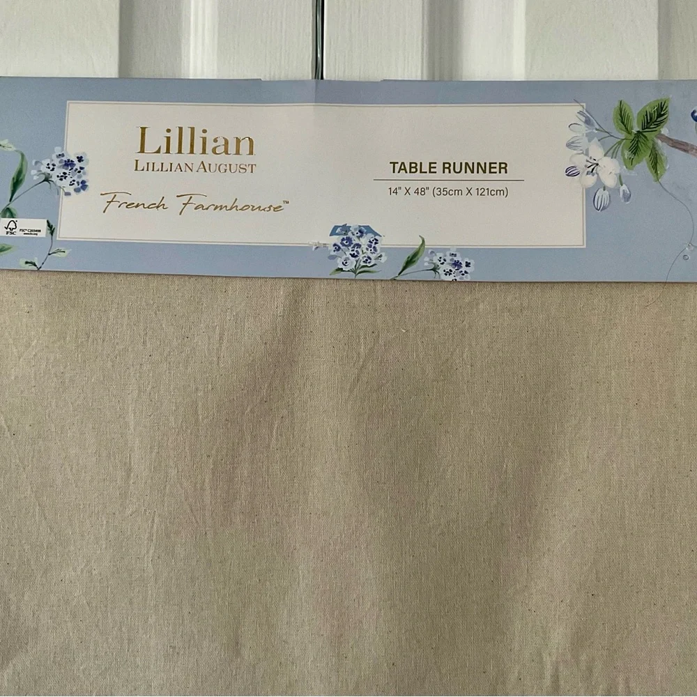 Lillian by Lillian August French Farmhouse Table Runner 14”x48” Cream Floral NEW